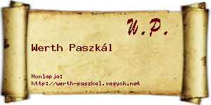 Werth Paszkál névjegykártya